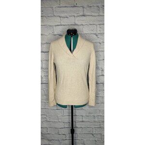 FENN Wright Manson Womens Pullover Sweater Beige Long Sleeve Shawl Collar Knit M